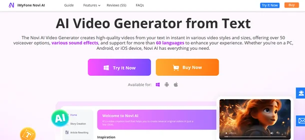Novi AI homepage