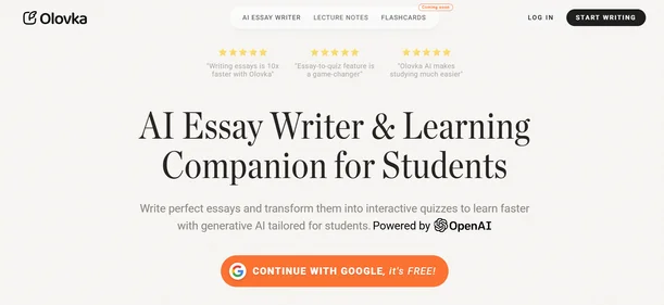 Olovka AI homepage