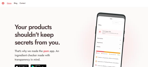 POM Ingredient Checker homepage