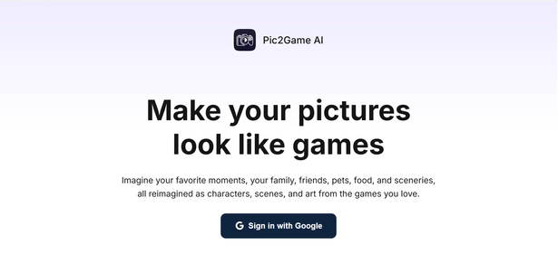 Pic2Game homepage