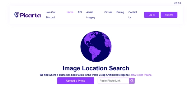 Picarta AI homepage