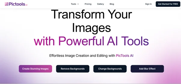 Pics Tools AI homepage