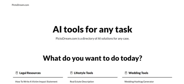 Pictodream homepage
