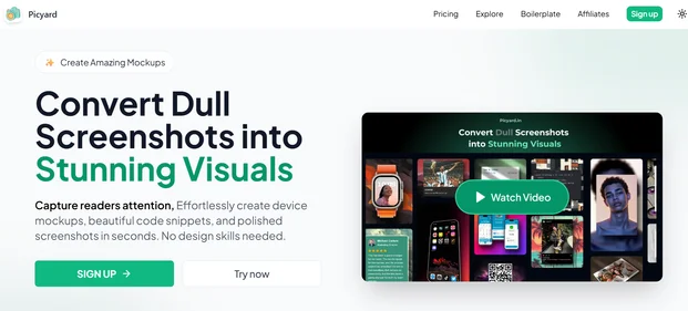 Picyard homepage