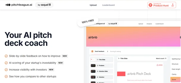 Pitch League AI homepage