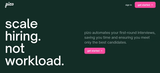 Pizo AI homepage