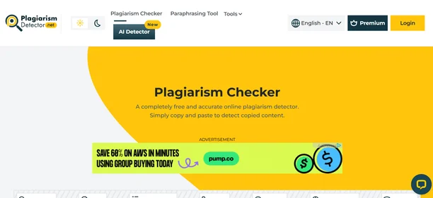 Plagiarism Detector Net homepage