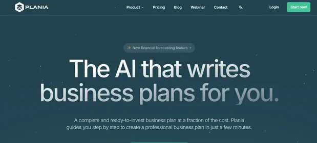 Plania AI homepage