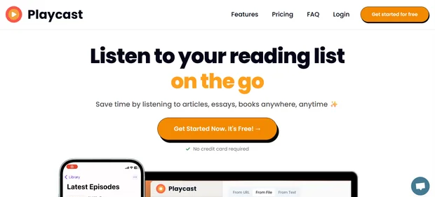 Playcast AI homepage