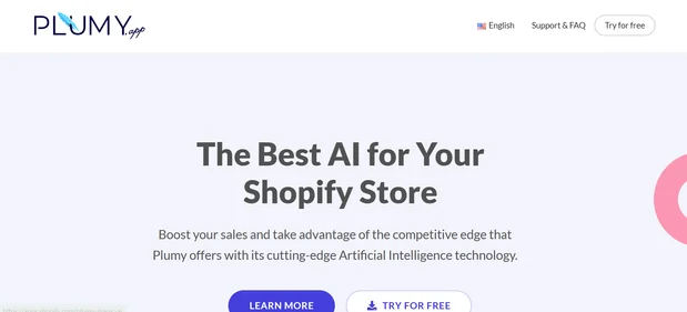 Plumy App homepage