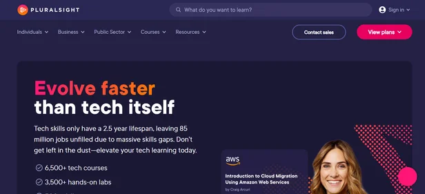Pluralsight homepage