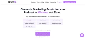 Podcast Marketing AI homepage