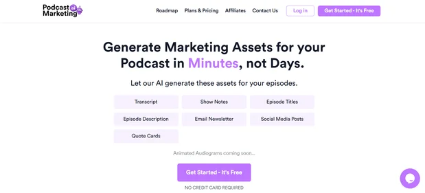 Podcast Marketing AI homepage