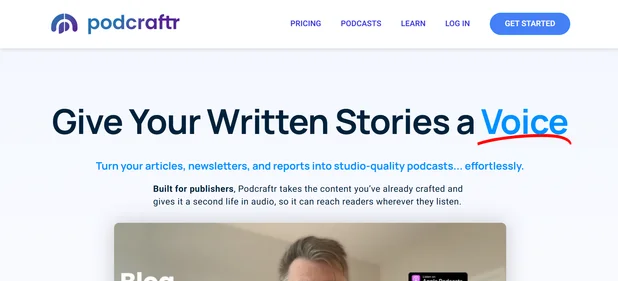 Podcraftr homepage