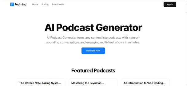 Podmind homepage
