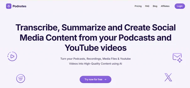 Podnotes homepage