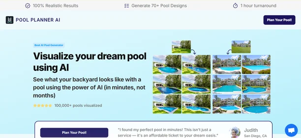 Pool Planner AI homepage