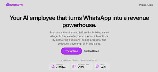 Popcorn AI homepage