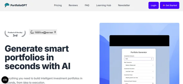 PortfolioGPT homepage