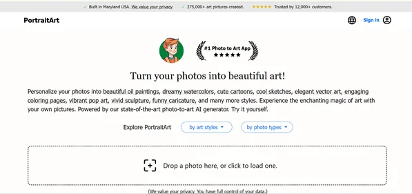 PortraitArt homepage