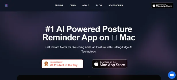 Posture Reminder App homepage