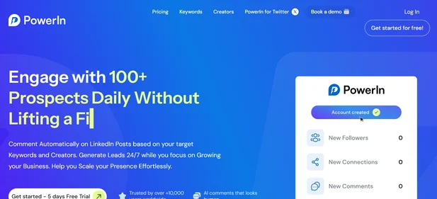 PowerIn homepage
