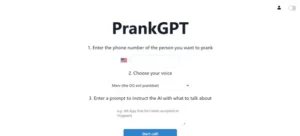 PrankGPT homepage