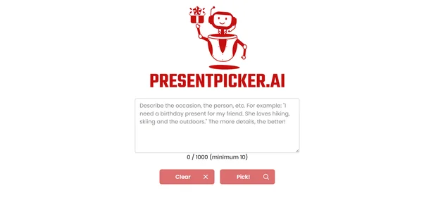 Present Picker AI homepage