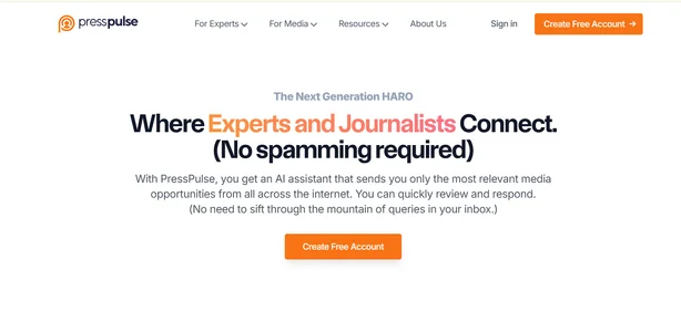 Press Pulse AI homepage