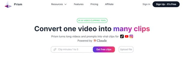 Prism Clips homepage