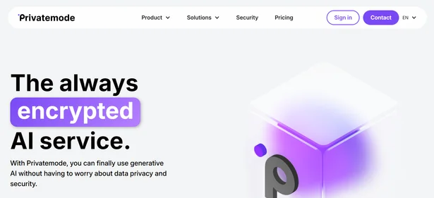 Privatemode AI homepage