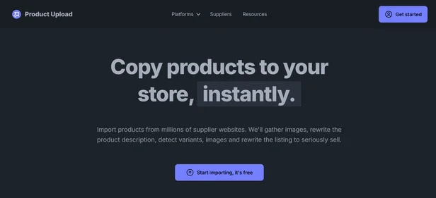 Product Upload homepage