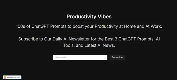 Productivity Vibes homepage