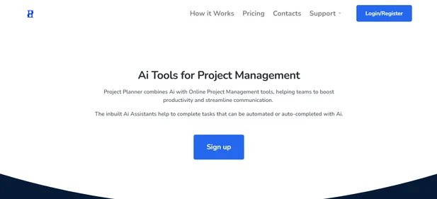 ProjectPlanner AI homepage