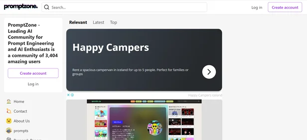 Prompt Zone homepage