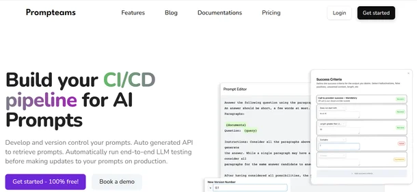 PromptTeams homepage