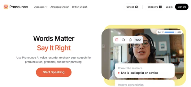 Pronounce AI homepage