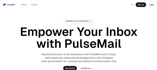 Pulse Mail App homepage
