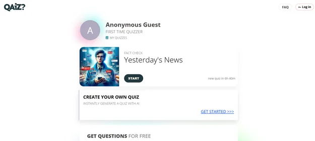 Qaiz App Review homepage