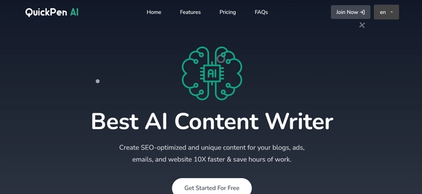 Quick Pen AI homepage
