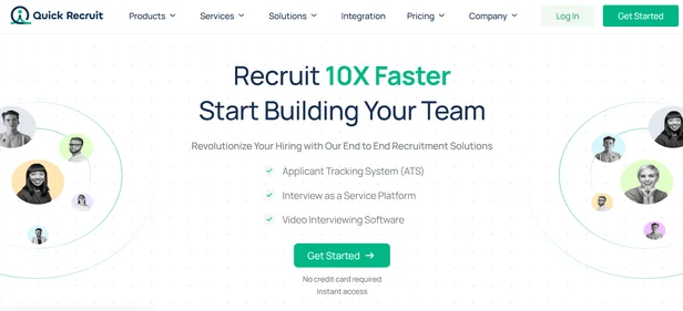 Quick Recruit homepage