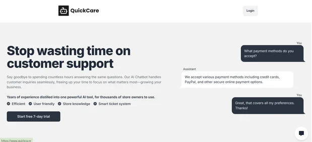 QuickCare homepage