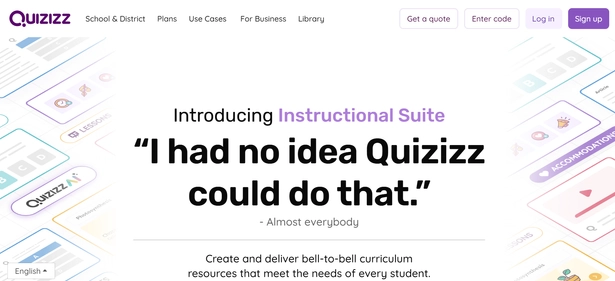 Quizizz homepage