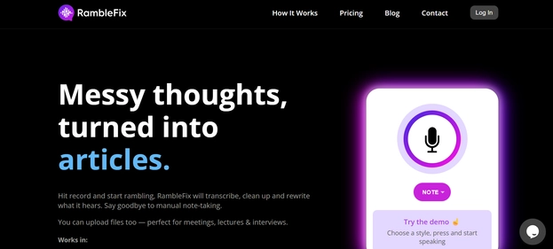 Ramble Fix homepage