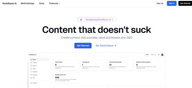 RankBoost AI homepage