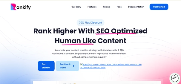 Rankify AI homepage