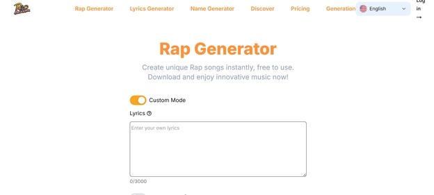 Rap Generator homepage