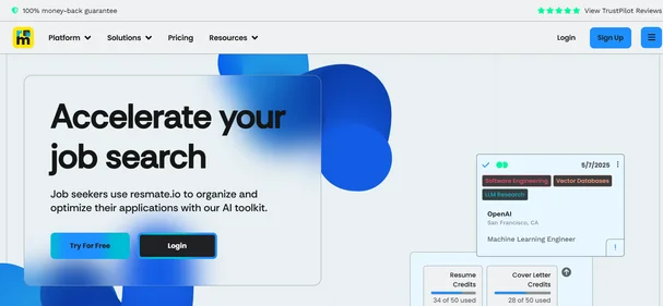 Resmate.io homepage