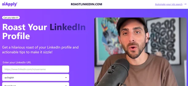 Roast LinkedIn homepage