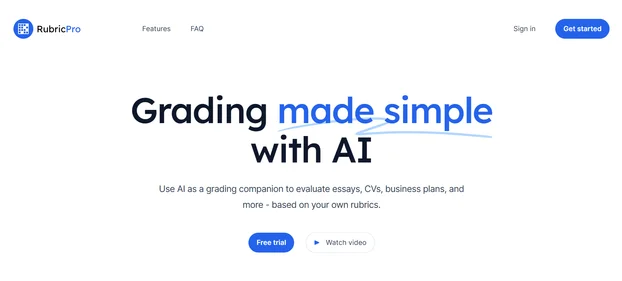 RubricPro AI homepage